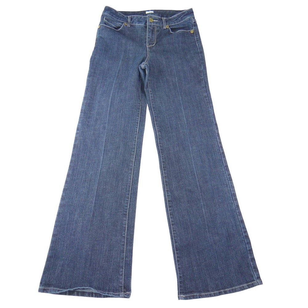 Cache Womens Dark Wash Wide Leg Jeans Blue Gold Braided‎ Pocket Size 8
